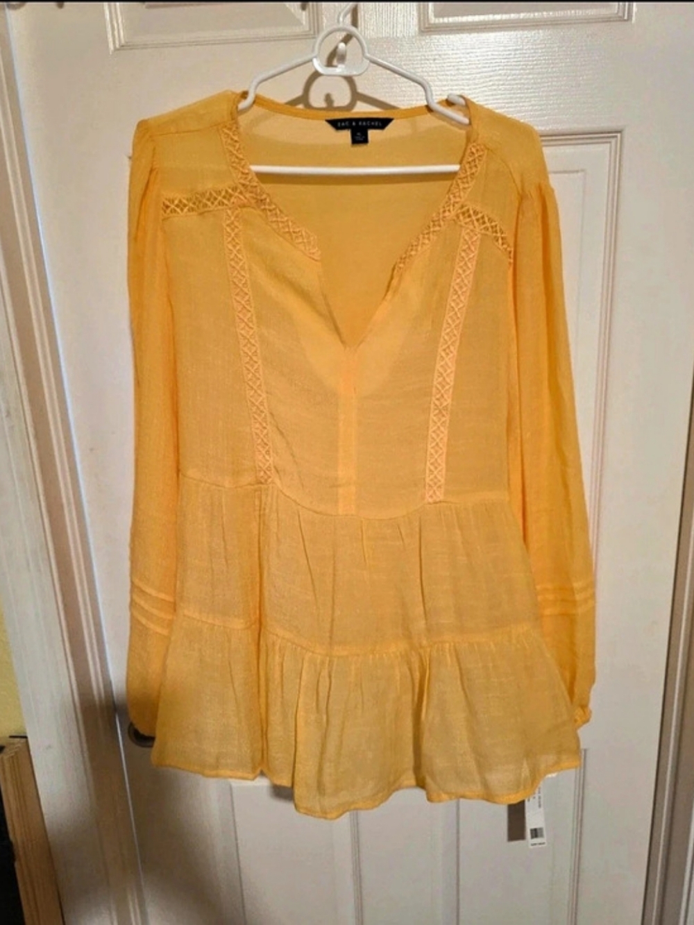 Zac & Rachel Yellow Tiered V-Neck Blouse